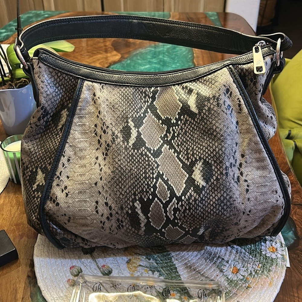 Grace Adele Lily-Python Faux Leather Bag, Exterio… - image 5